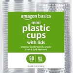 Amazon Basics Disposable Plastic To-Go Cups and Lids Mini 2oz 50 Count BPA Free for Condiment Salad Dressing Sauce (New)