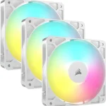 CORSAIR RS120 ARGB 120mm PWM Fans   Triple Pack   White Daisy-Chain Connection Low-Noise Magnetic Dome Bearing (New)