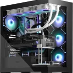 darkFlash ATX Mid-Tower PC Case Pre-Install 4 PWM ARGB Fans Computer Case Full View Dual Tempered Glass Gaming PC Case (New)