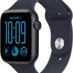 Apple Watch SE 3 GPS 44mm Smartwatch Midnight Aluminum Case Navy Blue Sport Band - M/L Fitness Sleep Cycle Trackin (New)