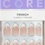 Kiss Core Press On Nails Nail glue included 'Curiosity' White Medium Size Almond Shape Includes 32 Nails 2g Glue (New)