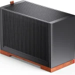 JONSBO T9 Mini ITX PC CaseSFF Tool-Free Mesh Desktop CaseA4 StructureBlack Walnut Solid Wood Base3 Levels Adjustable f (New)