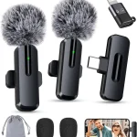 wedaniya Wireless Mini Microphone for iPhone Android 2 Pack Clip on Mini Mic with USB-C &amp Lightning 2-in-1 Noise Reduct (New)