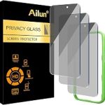 Ailun 3 Pack Privacy Screen Protector for iPhone 16 Pro/iPhone 17 6.3 inch Tempered Glass Installation Frame Anti Spy (New)