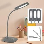 OttLite Soft Touch LED Desk Lamp 3 Brightness Settings Grey Natural Daylight LEDs Adjustable Flexible Neck 8"-18" (New)