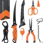 KastKing SteelStream 6pc Fishing Tool Kit Fishing Gear Corrosion Resistant Pliers with Lanyard Fillet Knife Floating (New)
