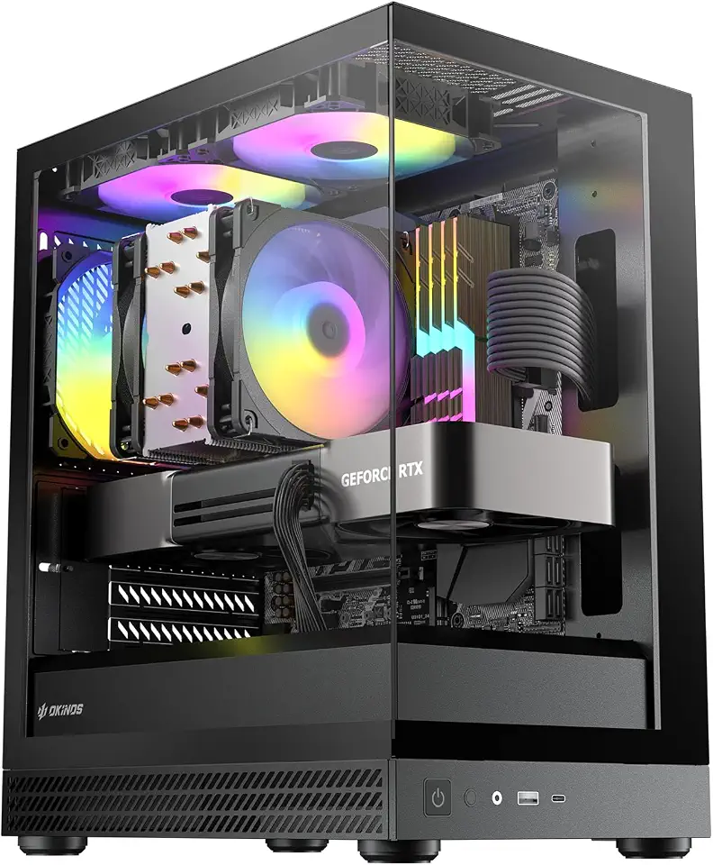 71m83l-FIUL._AC_UL960_FMwebp_QL65_ Okinos Aqua UNO Micro ATX Case No Radiator Support Max GPU Length 309mm Quick-Release Panoramic Tempered Glass Front & (New) - Image 1