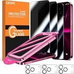 QHOHQ for iPhone 18 Pro Max Privacy Screen Protector 9H+ Tempered Glass 3+3 Pack Anti Spy with Camera Lens Protector (New)