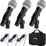 Pyle 3 Piece Professional Dynamic Microphone Kit Cardioid Unidirectional Vocal Handheld MIC with Hard Carry Case &amp Bag Ho (New)