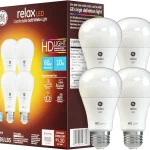GE Relax LED Light Bulbs 60 Watt Soft White A19 4 Pack Energy-saving 60W equivalent warm soft white A19 base ide (New)