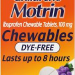 Children's Motrin Dye-Free Chewable Tablets Ibuprofen Grape 24 ct Kids' Fever Reducer &amp Pain Reliever Sore Throat F (New)