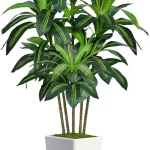 Flydeer 6FT Artificial Dracaena Tree with Tall White Planter Floor Plant Large Realistic Fake Tree in Pot with Lifelike (New)