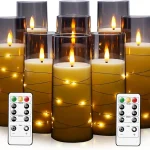 kakoya Flameless LED Candles with Timer 9 Pc Flickering Flameless Candles for Romantic Ambiance and Home Decoration Stable (New)
