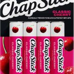 ChapStick Classic Cherry Flavored Lip Balm Sticks 24 Hour Moisture 4-Pack 015 oz Each Clincically Proven Hydrating F (New)