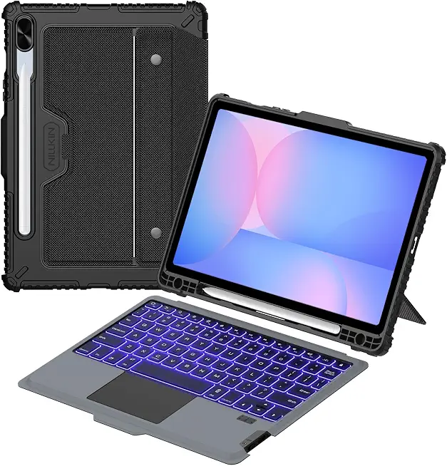 71sdxoarZWL._AC_UY654_FMwebp_QL65_ Nillkin for Samsung Galaxy Tab S10 FE 109 / S9 11" Case with Detachable Keyboard 7-Color Backlit Trackpad S Pen Holde (New) - Image 1