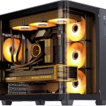 JONSBO TK-3 Black One-piece Curved Glass ATX Mid Tower Pc Case One-piece Curved Glass SP BTF MB/Dual 360 AIO/ATX PSU/40S (New)