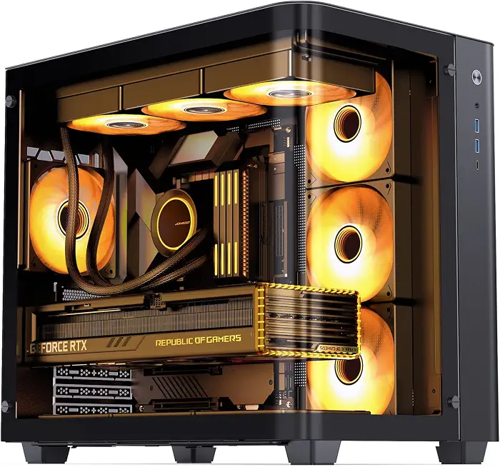 71sxOwJWDgL._AC_UY654_FMwebp_QL65_ JONSBO TK-3 Black One-piece Curved Glass ATX Mid Tower Pc Case One-piece Curved Glass SP BTF MB/Dual 360 AIO/ATX PSU/40S (New) - Image 1