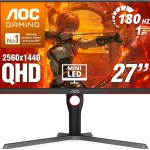AOC 27 Inch Gaming Monitor QHD 180Hz Mini-LED HDR1000 Q27G3XMN 3440Ã—1440 Computer Monitor 03ms HDR400 USB 32 DP (New)
