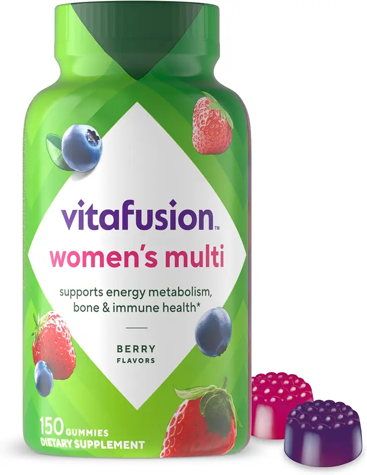 71ulvPrZlbL._AC_UL960_FMwebp_QL65_ Vitafusion Women's Multivitamin Gummy Yummy Berry Flavor 150 Gummies with Biotin Calcium Zinc Vitamins A B C (New) - Image 1