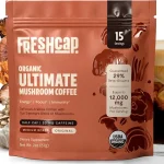 Freshcap Premium Mushroom Coffee Organic Instant Coffee 15 Servings USDA Organic 29% Beta-Glucans 12:1 Mushroom Extr (New)