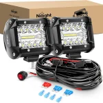 Nilight LED Light Bar 2PCS 60W 4 Inch Flood Spot Combo LED Work Light Pods Triple Row Work Driving Lamp with 12 ft Wiring (New)