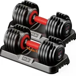 Fit Sir Adjustable Dumbbell Set 10-in-1 25LB/50LB/90LB Ajustable Dumbbells with Safe Locking System Enclosed Storage Tra (New)