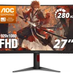 AOC 27 Inch Curved Gaming Monitor FHD 280Hz VA 03ms HDR C27G4ZH 1920Ã—1080 Computer Monitor FreeSync Premium HDR DP (New)