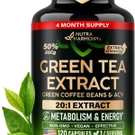 Green Tea Extract 20:1 Green Coffee Bean &amp Apple Cider Vinegar - 120 Caps Extra Strength Natural Green Tea Supplement (New)