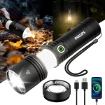 PHILIPS Rechargeable Flashlights High Lumens with Ignition Lens5000lm Tactical Flashlights with Camping Lamp2 Colors Zoo (New)