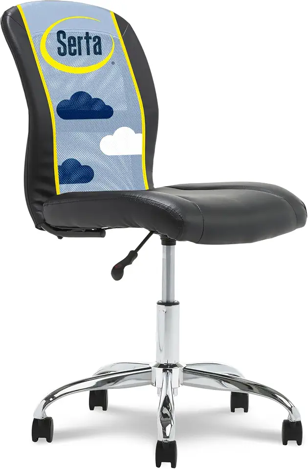 71xsbf8c0ML._AC_UL960_FMwebp_QL65_ Serta Armless Small Home Desk Chair with Wheels Ergonomic Mesh Back Chair Essentials Leather & Foam Cushion Seat Adju (New) - Image 1
