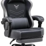 LUCKRACER Gaming Chair for Adults High Back Computer Office Chair Gray Ergonomic Comfortable Desk Chair with Footrest (New)