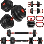 Adjustable Dumbbells20/30/40/60/80lbs Free Weight Set with Connector 4 in1 Dumbbells Set Used as Barbell/Kettlebells/Pus (New)