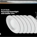 Feit Electric 5/6in LED Recessed Downlight Retrofit Kit 75W Eq Dimmable Adjustable White 2700K 5000K 90 CRI 925 Lume (New)