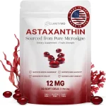 ClarityMD Astaxanthin 12mg Antioxidants Supplement   Natural Microalgae Source   Lipid-Based Softgel for Enhanced Absorpti (New)