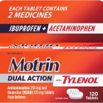 Motrin Dual Action with Tylenol Ibuprofen &amp Acetaminophen 120 ct Fast-Acting Long Lasting Pain Reliever Minor Aches (New)