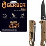 Gerber Zilch EDC Folding Pocket Knife 31&quot Plain Edge Blade Coyote Brown stocking stuffers gifts for men 31&quot plain (New)