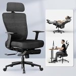 FLEXISPOT OC3 Ergo Office Chair with Footrest One-Piece Back FS Black Mesh High Back Computer Chair with Lumbar Suppor (New)
