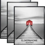 ELSKER&ampHOME 18x24 Poster Frame 3 Pack Black 18 x 24 Picture Frame for Horizontal or Vertical Wall Mounting Sturdy and (New)