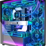 MUSETEX ATX PC Case with 7 Pre-Installed PWM ARGB Fans Featuring Infinity Mirror Design Type-C Mid Tower Computer Case wi (New)
