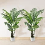 Artificial Palm Tree 4FT Suntee Fake Tree with White Tall Planter 2 Pack Faux Tropical Areca Floor Plant in Pot Artific (New)