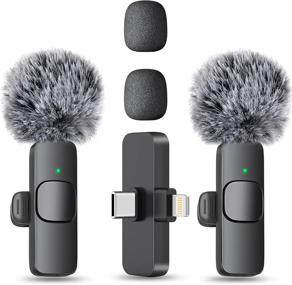 81-jApjQ5xL._AC_UL960_FMwebp_QL65_ MAYBESTA Wireless Mini Microphone for iPhone Android Phone - 2 Pack Lavalier Lapel Mic for Audio Video Recording - Clip o (New) - Image 1
