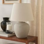 Nourison Home 20" Sand Light Beige Neutral Ceramic Table Lamp with Fabric Shade Bedside Nightstand Lamp for Bedroom Li (New)
