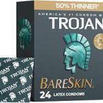Trojan Bareskin Latex Lubricated Thin Condoms for Men 24 Count Designed For a Closer Feel Made from Premium Latex Hel (New)