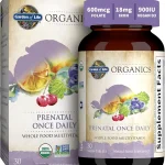 Garden of Life Organics Prenatal Once Daily Multivitamin 30 Tablets Folate Vitamin C B6 B12 &amp D3 Vitamins for Wome (New)
