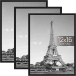upsimples 12x16 Poster Frame Easy Slide-In Assembly Black 3 Pack Gallery Wall 12 x 16 Picture Frames Set for Family (New)