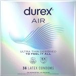 Durex Air Condoms Extra Thin Condoms Regular Fit Natural Rubber Latex Condoms for Men 36 Count Package May Vary (New)