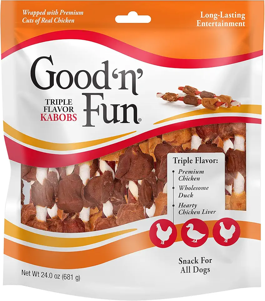 815X9Vp4lVL._AC_UL960_FMwebp_QL65_ Good 'n' Fun Kabobs Long-Lasting Dog Treat Made With Real Protein 24 oz Premium Chicken Pork and Beef Hide Chew Suppo (New) - Image 1