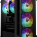 GAMDIAS ATX Mid Tower Gaming Computer PC Case Tempered Glass Built-in 4X 120mm ARGB Case Fans Front Airflow Mesh Up to (New)