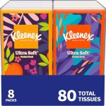 Kleenex On-The-Go Facial Tissues 8 Travel Packs 10 Tissues per Pack (New)