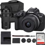 Canon EOS R50 Mirrorless Camera with 18-45mm 75-300mm Double Lens Bundle For Photography Video 24.2MP APS-C Mirror (New)